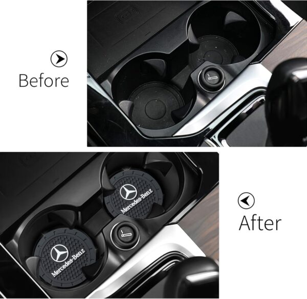 Generic Car Cup Holder Coaster for Mercedes-Benz A-Class C-Class CLA CLS AMG GLC GLE GLS Recessed Silicone Non-Slip Car Interior Accessories Drink Coaster 2.76in 2PC Black