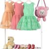 Kids Clothing Rack with Bottom Storage Shelf, Metal Clothes Rack for Kids Dress Up Storage, Freestanding Dance Costume Garment Rack for Hanging Clothes, White