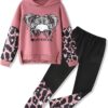Girls Clothes Cool Girl Print Tie Dye Hoodie Pullover Sweatshirt Leggings 2PC Outfits