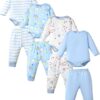 NZRVAWS Newborn Baby Boy Clothes Infant Romper Pants Set Hat 4-Pack Outfits 0-12 Months 16 Pieces Gift Toddler Girl Unisex