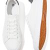 Rominz Mens White Canvas Shoes Fashion Low Top Canvas Sneakers Casual Tennis Shoes Lace-Up Walking Shoes for Men