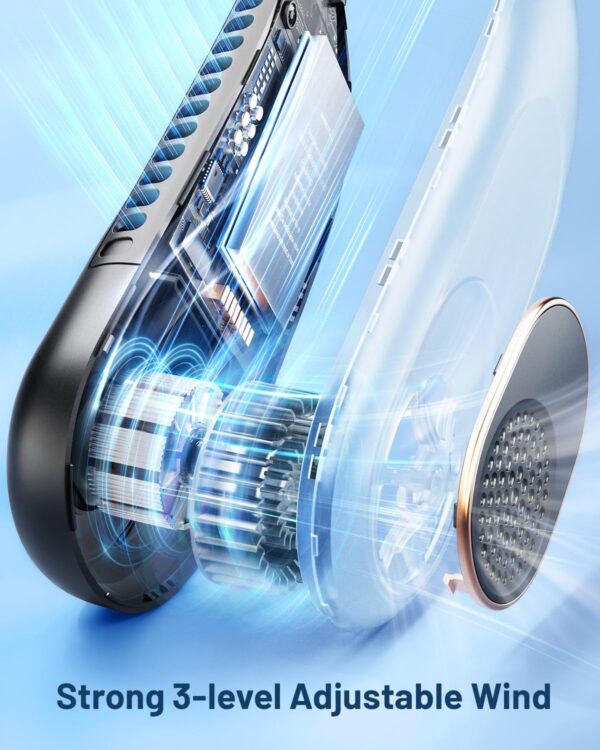 SWEETFULL Portable Neck Fan 360° Cooling Bladeless Personal Fan | No Hair Twisting - 4000mAh USB Rechargeable Wearable Fan for Travel, Birthday Gifts for Men, Women, Mom, and Dad