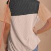 Dokotoo Womens Color Block Fashion Short Sleeve Crewneck Knitted Spring Summer Casual Loose T Shirts Tops