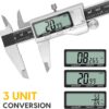 Digital Caliper Measuring Tool, 6 Inch Caliper Tool with Large LCD Screen, Easy Switch from Inch Millimeter Fraction, Stainless Steel Vernier Caliper Digital Micrometer for DIY/Household