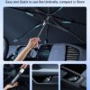 [2025 Upgrade] Nmoiss Windshield Sun Shade Umbrella for Car - [Vinyl Coating] Protect Car from Sun Rays & Heat Damage Keep Cool and Protect Interior, Spring Structure Edge Medium (56" L x 31" W)