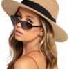FURTALK Womens Mens Wide Brim Straw Panama Hat Fedora Summer Beach Sun Hat UPF Straw Hat for Women