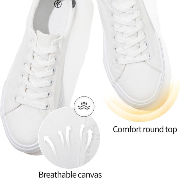Rominz Mens White Canvas Shoes Fashion Low Top Canvas Sneakers Casual Tennis Shoes Lace-Up Walking Shoes for Men