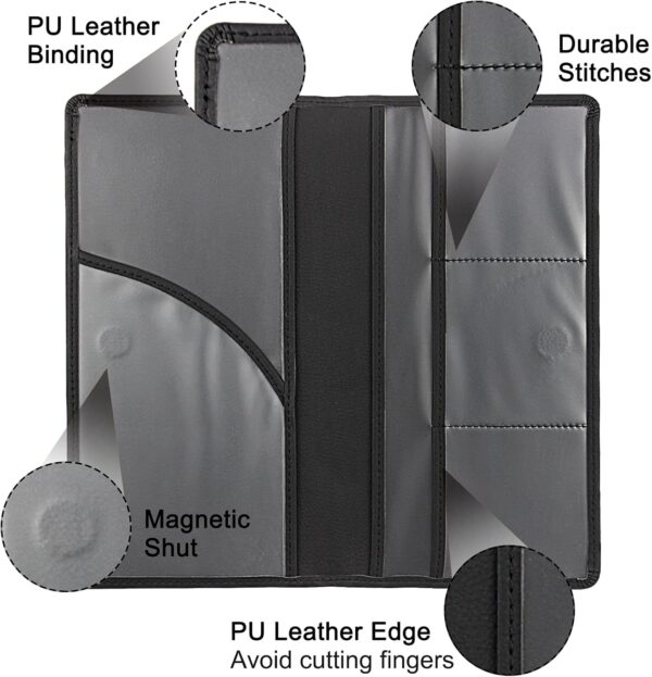 Premium Car Registration & Insurance Card Holder with Magnetic Shut, Vehicle Glove Box Car Organizer - For Documents, Cards, License (Black)