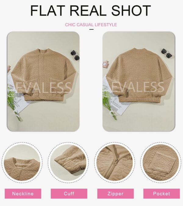 EVALESS Bomber Jackets for Women Spring Fashion 2025 Cute Jacquard Coats Lightweight Zip Up Jackets Dressy Casual