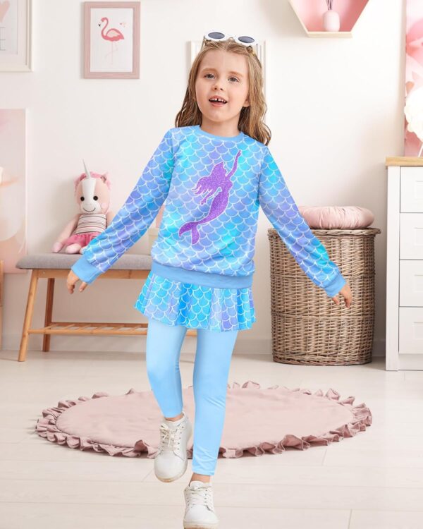 Kids 2 Piece Outfits Girls Stylish Tops Long Sleeve Fashion Sweatshirts and Sweatpants, Girls Clothes Set Size 4-9