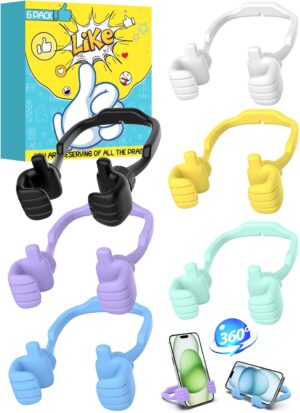Stocking Stuffers for Men Women Christmas: Teens Girls Boys Gifts for Kids Thumbs Up Lazy Cell Phone Stand Holder for Desk Funny Gift for Dad Mom Wife Husband Adults Teenage Cool Gadget Trendy Stuff