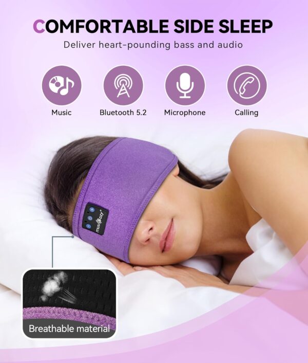 MUSICOZY Bluetooth 5.2 Headband Sleep Headphones Headband Headphones Sports Wireless Music Earphones Eye Mask Earbuds for Workout Running Travel Yoga Mom Women Cool Gadgets Unique Gifts