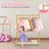 SLEEPING LAMB Kids Dress Up Rack with Wheels, Metal Small Kids Clothing Rack for Hanging Clothes with Bottom Shelf, Baby Dress Up Storage Wardrobe for Little Girls,Toddler, Gold