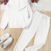 SOLY HUX Girl's Letter Print Drop Shoulder Hoodie Sweatshirt and Jogger Sweatpants 2 Piece Outfit