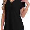 WIHOLL Womens Tops Basic Summer V Neck T Shirts Short Sleeve Dressy Casual Loose Fit Cute Tee Clothes Trendy Fashion Outfits