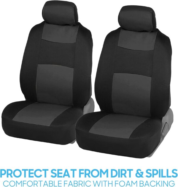 BDK PolyPro Car Seat Covers Full Set in Charcoal on Black – Front and Rear Split Bench for Cars, Easy to Install Cover Set, Accessories Auto Trucks Van SUV