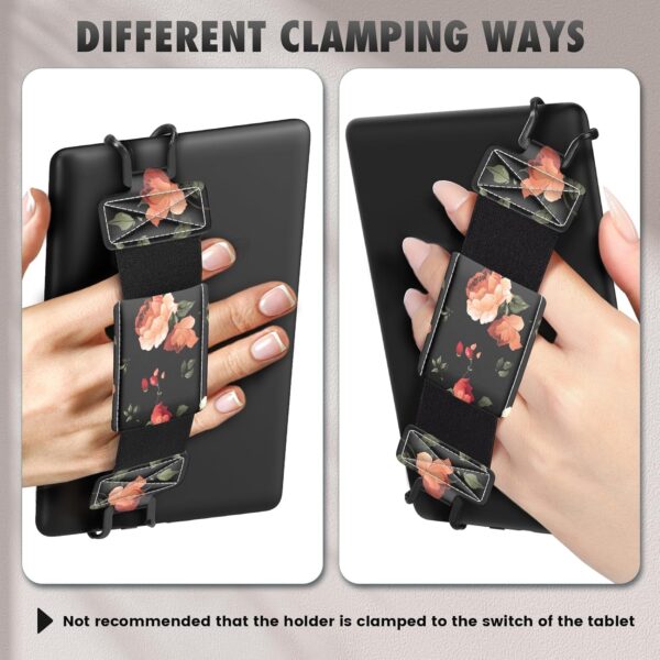 MoKo Soft Hand Strap for 6-8" Kindle eReaders Fire Tablet Kindle/Kobo/Voyaga/Lenovo/Sony Kindle E-Book Tablet, Black High-Elasticity Versatile Hand Strap Lightweight Finger Grip Holder, Rose