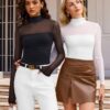 Avidlove Women Long Sleeve Bodysuit Turtle Neck Shapewear Body Suits Mesh One Piece Leotard Shirt Going Out Tops Fall Outfits