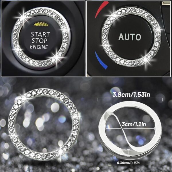 NBTEPEM 27 PCs Bling Car Accessories Set for Women, Steering Wheel Covers Universal Fit 15 Inch, License Plate Frame, Phone Holder, Bling Car Coasters (Silver Diamond)