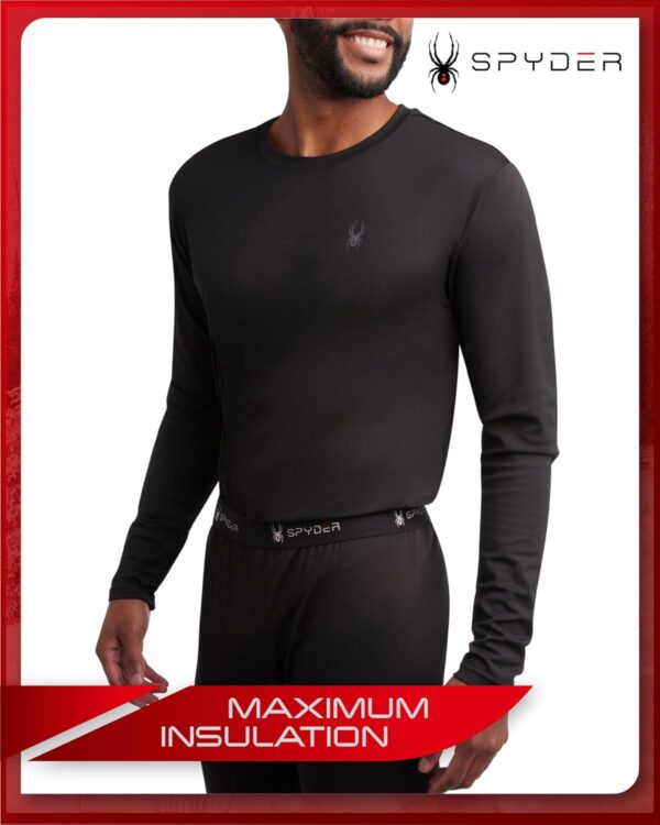 Spyder Men's Thermal Underwear Set - 2 Piece Brushed Back Fleece Lined Long Johns Base Layer Set for Men (Sizes: S-XL)