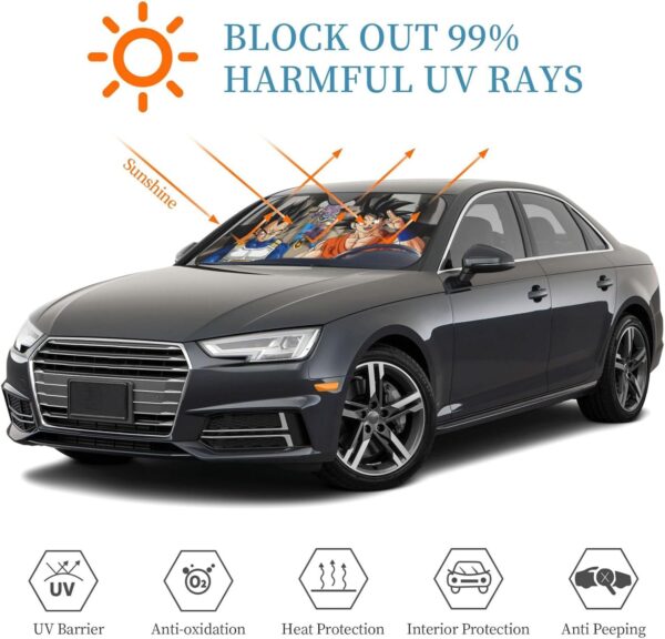 Anime car Windshield Sun Shade for SUV Funny Foldable heatshield Front Window car Sun Shade Windshield car Accessories Blocks UV Rays Sun Visor Protector Keep Your Vehicle Cool 51.2X27.5inch