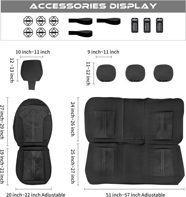 CAR PASS Waterproof Seat Covers Full Set,Neoprene Wetsuit, All-Weather Non-Slip Durable, Universal Fit for SUV, Sedans, Trucks, Vans, with Armrest & Airbag Compatibable