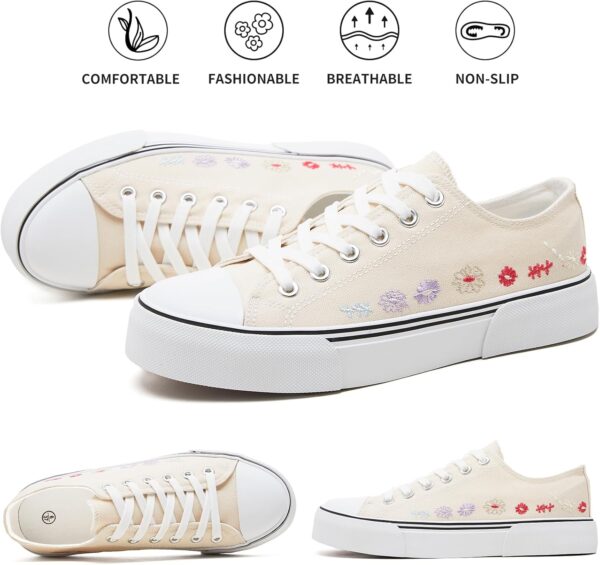 hash bubbie White Sneakers for Women Low Top Canvas Shoes Womens Canvas Sneakers Women's Fashion Sneakers Slip on Casual Tennis Shoes