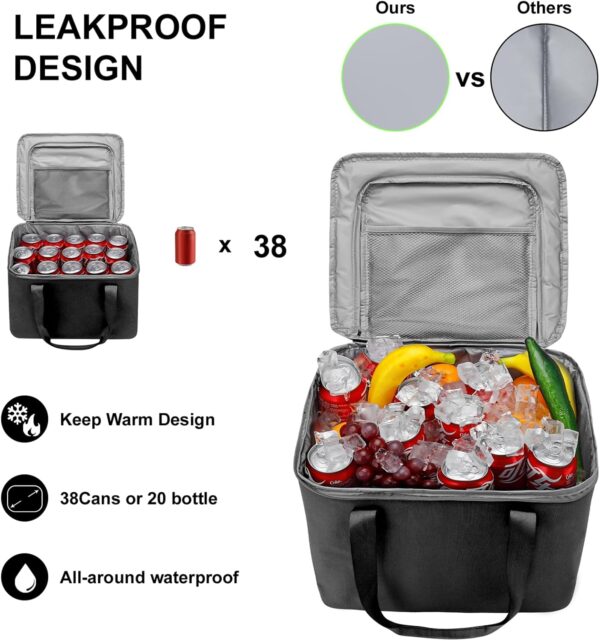 Car Trunk Organizer and Storage with Lid & Removable Leakproof Cooler Bag, Car Accessories 6 Removable Dividers for Custom Space, Collapsible Large Trunk Organizers Interior for SUV Sendan with Cover