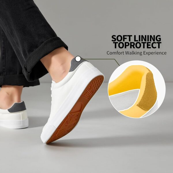 Rominz Mens White Canvas Shoes Fashion Low Top Canvas Sneakers Casual Tennis Shoes Lace-Up Walking Shoes for Men