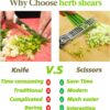 Herb Scissors, Kitchen Herb Shears Cutter with 5 Blades and Cover, Sharp Dishwasher Safe Kitchen Gadget – Green