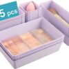 Vtopmart 25 PCS Plastic Drawer Organizers Set, 4-Size Versatile Bathroom and Vanity Drawer Organizer Trays, Storage Bins for Makeup, Bedroom, Kitchen Gadgets Utensils and Office