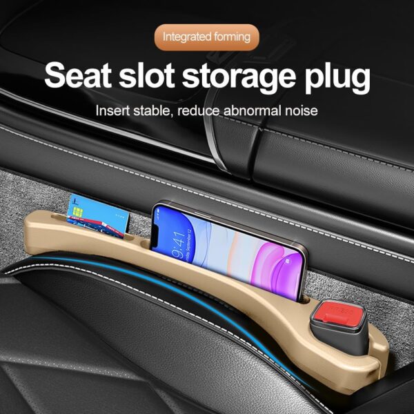 2PCS Car Seat Gap Filler Organizer with Phone Holder,[Upgrade Version] Car Seat Gap Organizer for Prevent Falling,Essential Car Accessories Car Side Seat Gap Filler (Beige)