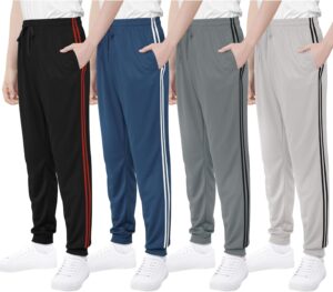 Resinta 4 Packs Boys' Mesh Active Sweatpants Boys Athletic Casual Jogger Pants with Pockets & Drawstring Workout Kids Clothes