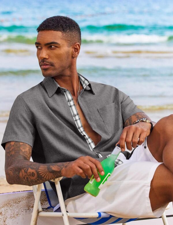 COOFANDY Men's Button Down Shirts Short Sleeve Casual Shirts Summer Beach Shirts Vacation Wedding Shirts with Pocket