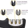 4-in-1 Kitchen Knife Accessories: 3-Stage Knife Sharpener Helps Repair, Restore, Polish Blades and Cut-Resistant Glove (Black)