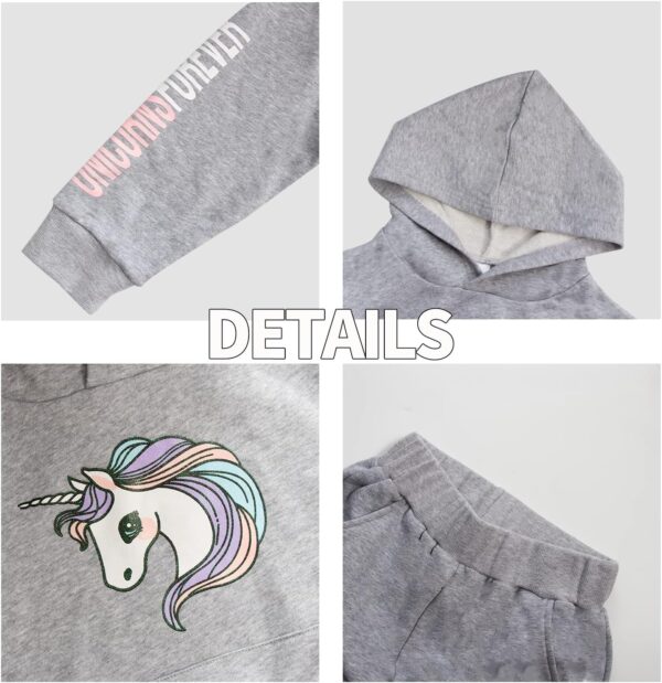 Girls Long Sleeve Hooddie Sweatshirt and Jogger Pants Winter Outfits Unicorn 6-11 Years