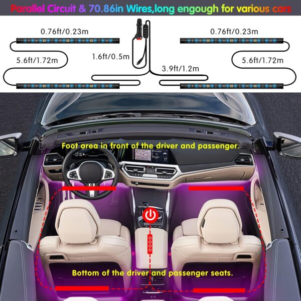 Interior Car Lights Keepsmile Car Accessories APP Control with Remote Music Sync Color Change RGB Under Dash Car Lighting with Charger 12V LED Lights Running Board Lights