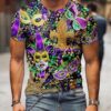 Mardi Gras Shirt for Men Glitter Mask Graphic Festival T Shirt Tuesday Carnival New Orleans Party Tee Tops