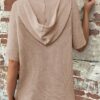 Dokotoo Womens Summer Waffle Knit Short Sleeve Tops Lightweight Drawstring Hoodies Button V Neck Casual Blouses Shirts