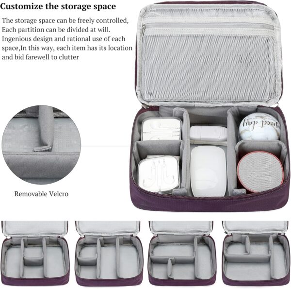 MIRLEWAIY Waterproof Cable Organizer Travel Portable Electronics Accessories Carrying Bag Storage Case for Hard Drives, Cords, Charger, Phone, USB, SD Card, Gray