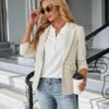 Blooming Jelly Women's Dressy Casual Tops Business Work Blouses White Button Down Shirts Cap Sleeve V Neck Tshirt