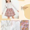 Toddler Girl Clothes Fall Winter Outfits Little Girl 2Pcs Ruffle Long Sleeve Knit Sweater Shirts Plaid Skirts Set