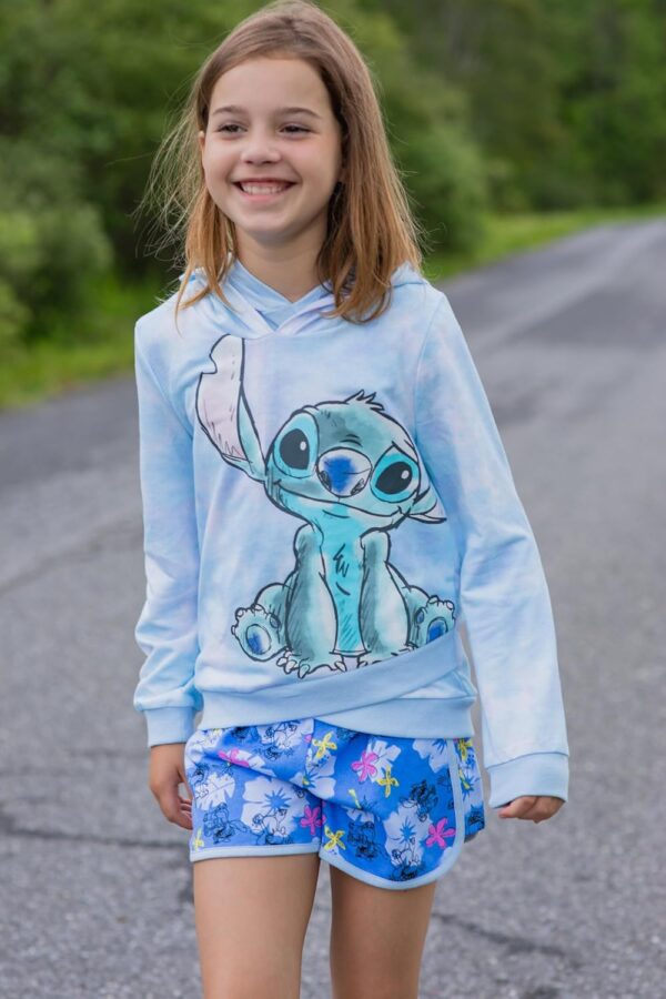 Disney Lilo & Stitch Girls French Terry Crossover Hoodie Toddler to Big Kid