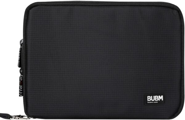 BUBM Double Layer Electronics Organizer/Travel Gadget Bag For Cables,Memory Cards,Flash Hard Drive and More,Fit For iPad Or Tablet(Up To 9.7")--Large, Black