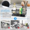 Cisily Sink Caddy, Sponge Holder for Kitchen Sink, Kitchen Sink Organzier with High Brush Holder, Rustproof Stainless Kitchen Gadgets Sink Accessories, Organizadores de Cocina, Patent 1038566S
