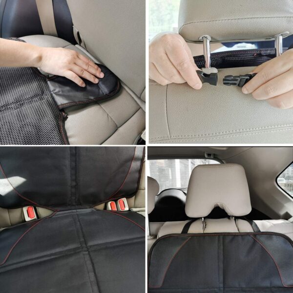 Car Seat Protector for Child, Baby, Pets -1 Pack car seat Cover with Thick Padding- Waterproof Universal Size with Mesh Pockets (Black)