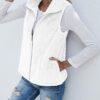 LOMON Womens Fuzzy Sherpa Fleece Jacket Lightweight Vest Cozy Sleeveless Cardigan Zipper Waistcoat Outerwear with Pocket