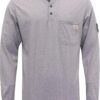 BOCOMAL FR Shirts Flame Resistant Shirt 5.5oz 100% Cotton Light Weight CAT2 Fire Retardant Henley Shirts