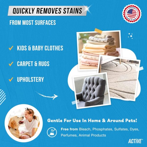 Messy Kids Stain Remover Spray - 3 Pack 4oz Laundry Spot Cleaner, Natural Stain Treater Spray for Baby Clothes, Toddler Clothing, Value-Size Solution for Food, Oil Stains, Great for Travel - 12 oz