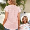 Womens Blouse V Neck Ruffle Short Sleeve Flowy Shirts Dressy Casual Cute Summer Tops Tunic Fashion Clothes